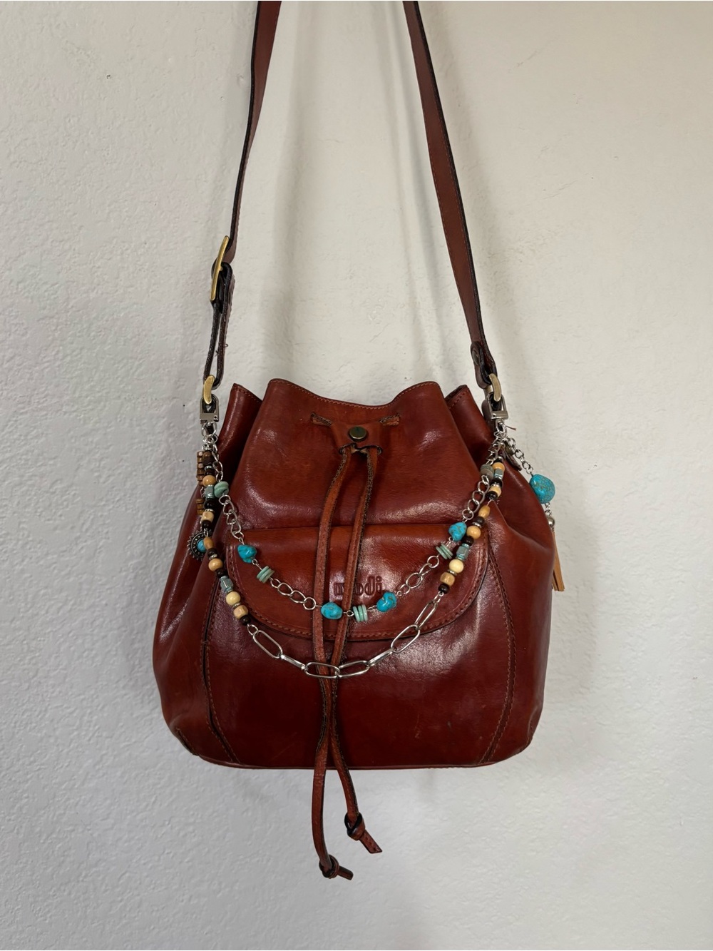 Turquoise Beaded Bag Chain Charm | Western Boho Purse Accessory | Layered Chain